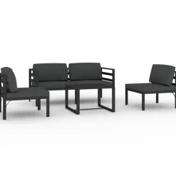 MAISON EXCLUSIVE - Salon de jardin 5 pcs avec coussins aluminium anthracite