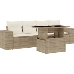 MAISON EXCLUSIVE - Salon de jardin avec coussins 5 pcs beige résine tressée