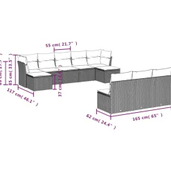 MAISON EXCLUSIVE - Salon de jardin 10 pcs avec coussins noir résine tressée