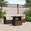 MAISON EXCLUSIVE - Salon de jardin avec coussins 5 pcs marron résine tressée