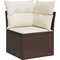 MAISON EXCLUSIVE - Salon de jardin avec coussins 5 pcs marron résine tressée