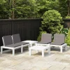 MAISON EXCLUSIVE - Salon de jardin 4 pcs avec coussins plastique blanc