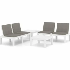MAISON EXCLUSIVE - Salon de jardin 4 pcs avec coussins plastique blanc