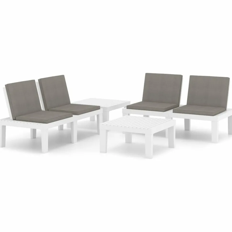 MAISON EXCLUSIVE - Salon de jardin 4 pcs avec coussins plastique blanc