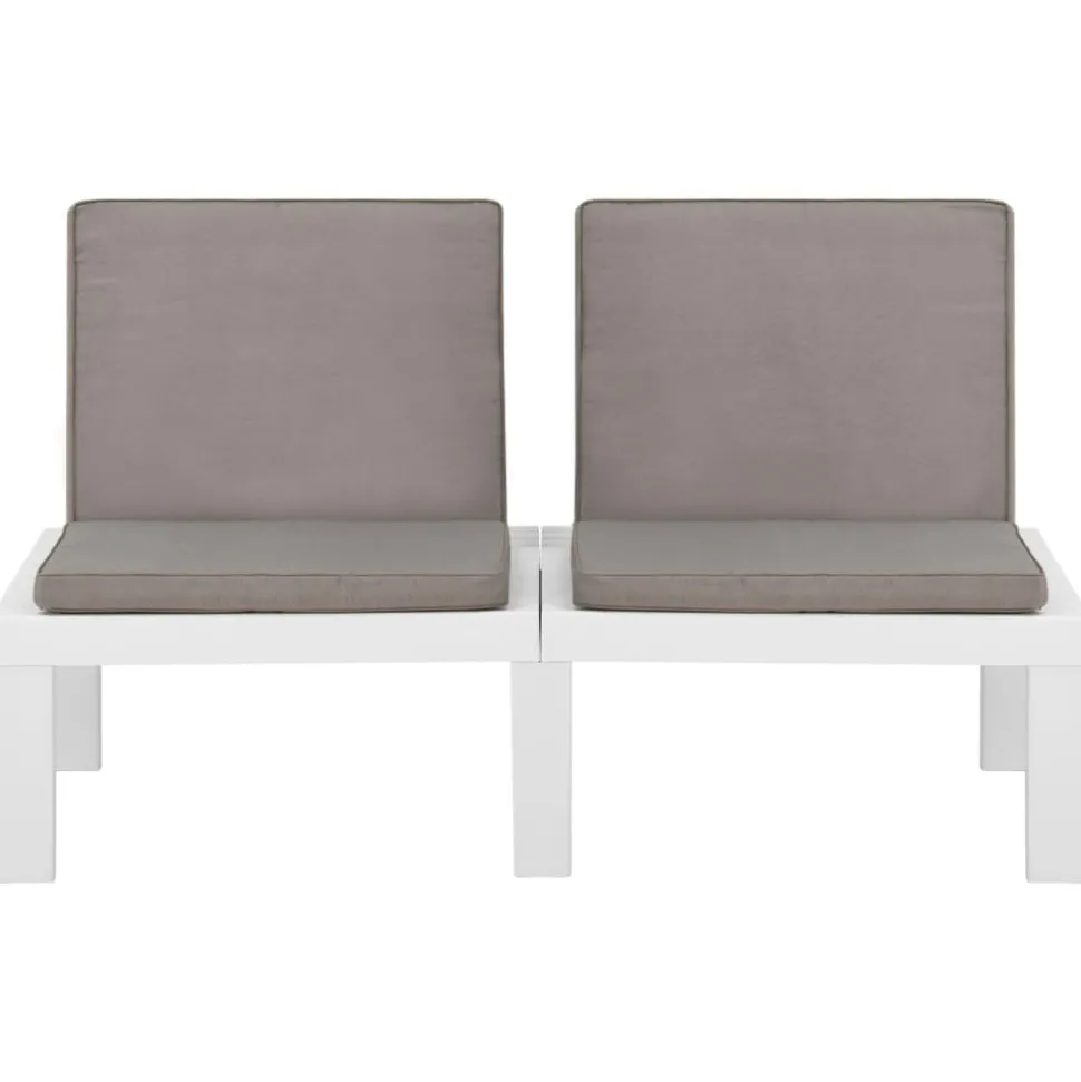 MAISON EXCLUSIVE - Salon de jardin 4 pcs avec coussins plastique blanc