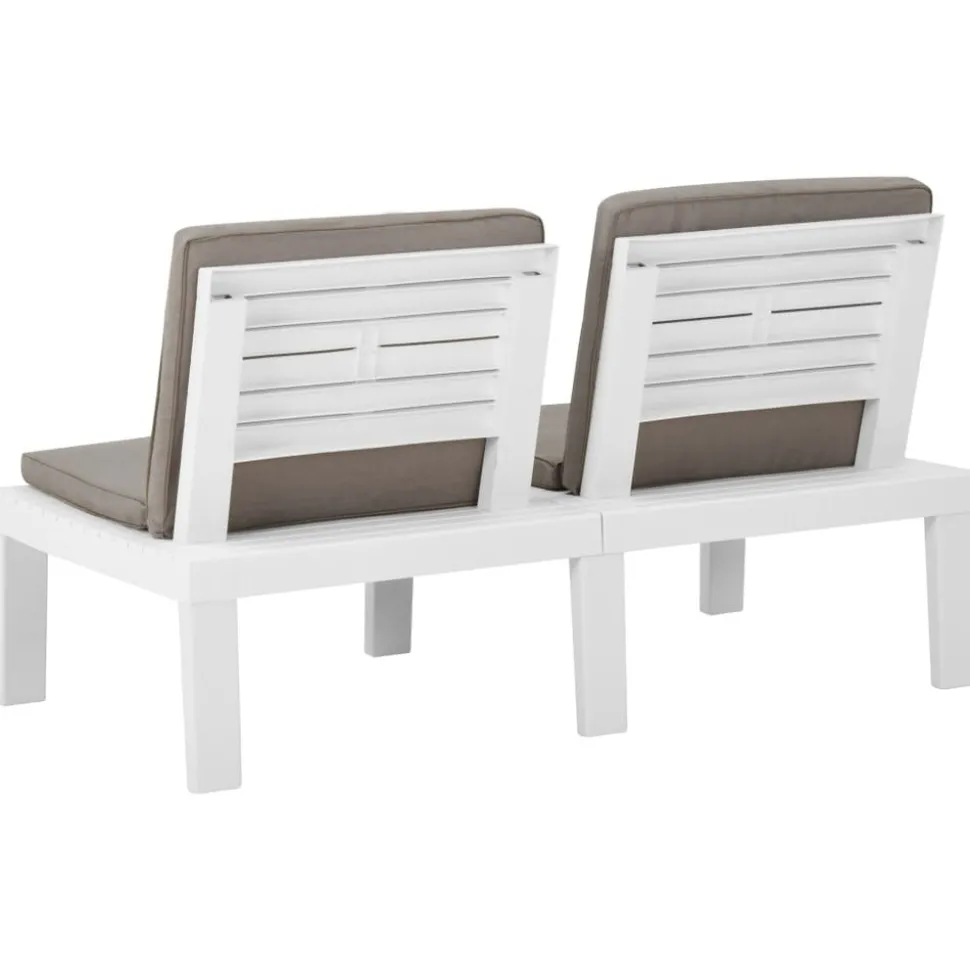 MAISON EXCLUSIVE - Salon de jardin 4 pcs avec coussins plastique blanc