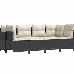 MAISON EXCLUSIVE - Salon de jardin 5 pcs avec coussins noir résine tressée