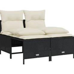 MAISON EXCLUSIVE - Salon de jardin 5 pcs avec coussins noir résine tressée