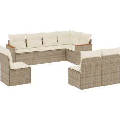 MAISON EXCLUSIVE - Salon de jardin avec coussins 8 pcs beige résine tressée