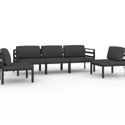 MAISON EXCLUSIVE - Salon de jardin 5 pcs avec coussins aluminium anthracite
