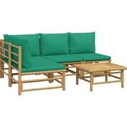 MAISON EXCLUSIVE - Salon de jardin 5 pcs avec coussins vert bambou