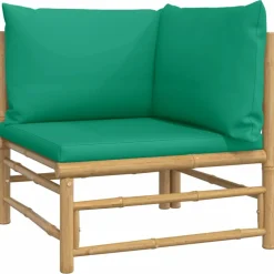 MAISON EXCLUSIVE - Salon de jardin 5 pcs avec coussins vert bambou