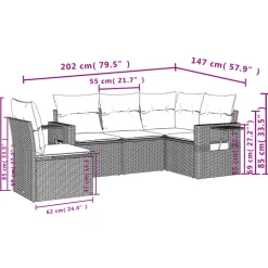 MAISON EXCLUSIVE - Salon de jardin 5 pcs avec coussins noir résine tressée