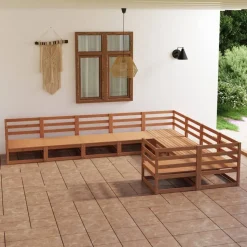 MAISON EXCLUSIVE - Salon de jardin 9 pcs bois de pin massif