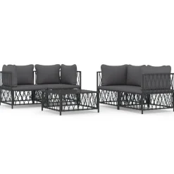 MAISON EXCLUSIVE - Salon de jardin avec coussins 5 pcs anthracite acier