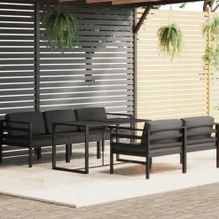 MAISON EXCLUSIVE - Salon de jardin 6 pcs avec coussins aluminium anthracite
