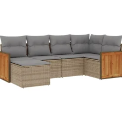 MAISON EXCLUSIVE - Salon de jardin avec coussins 6 pcs beige résine tressée