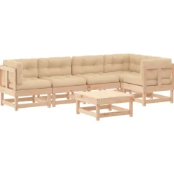 MAISON EXCLUSIVE - Salon de jardin 6 pcs avec coussins bois massif