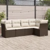 MAISON EXCLUSIVE - Salon de jardin avec coussins 5 pcs marron résine tressée