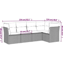 MAISON EXCLUSIVE - Salon de jardin avec coussins 5 pcs marron résine tressée