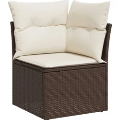 MAISON EXCLUSIVE - Salon de jardin avec coussins 7 pcs marron résine tressée