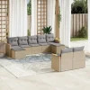 MAISON EXCLUSIVE - Salon de jardin avec coussins 9 pcs beige résine tressée