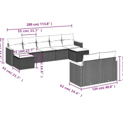 MAISON EXCLUSIVE - Salon de jardin avec coussins 9 pcs beige résine tressée