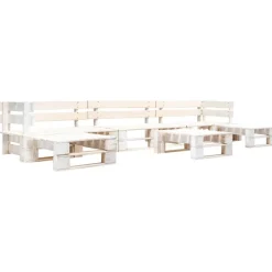 MAISON EXCLUSIVE - Salon de jardin palette 6 pcs bois blanc