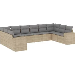 MAISON EXCLUSIVE - Salon de jardin avec coussins 10 pcs beige résine tressée