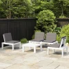 MAISON EXCLUSIVE - Salon de jardin 4 pcs avec coussins plastique blanc