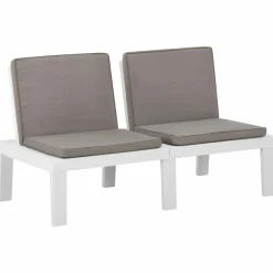 MAISON EXCLUSIVE - Salon de jardin 4 pcs avec coussins plastique blanc