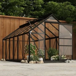 MAISON EXCLUSIVE - Serre en verre anthracite 155x298x191 cm aluminium