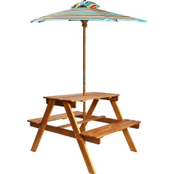 MAISON EXCLUSIVE - Table à pique-nique et parasol enfants 79x90x60cm acacia solide