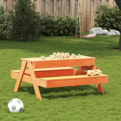 MAISON EXCLUSIVE - Table de pique-nique avec bac à sable pour enfants marron cire