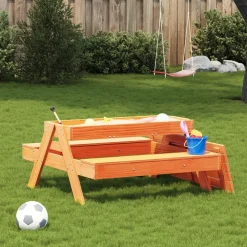 MAISON EXCLUSIVE - Table de pique-nique avec bac à sable pour enfants marron cire