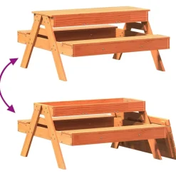 MAISON EXCLUSIVE - Table de pique-nique avec bac à sable pour enfants marron cire