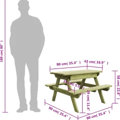 MAISON EXCLUSIVE - Table de pique-nique pour enfants avec bancs pinède imprégnée
