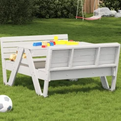 MAISON EXCLUSIVE - Table de pique-nique pour enfants blanc bois massif de pin