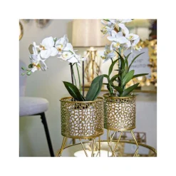 MAURO FERRETTI - Set de 2 cache-pots en métal doré holderpiny