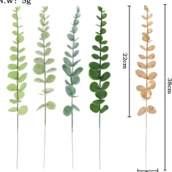 MCBOSON - Feuilles d'eucalyptus artificielles or*24