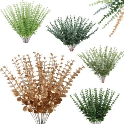 MCBOSON - Feuilles d'eucalyptus artificielles or*24