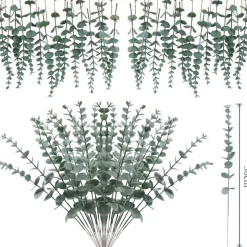 MCBOSON - Feuilles d'eucalyptus artificielles vert clair*24