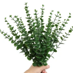 MCBOSON - Feuilles d'eucalyptus artificielles vert foncé*24