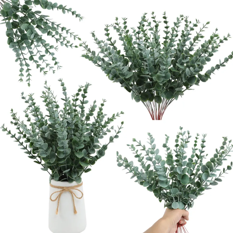 MCBOSON - Feuilles d'eucalyptus artificielles vertes*24