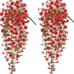 MCBOSON - Fleurs plastiques artificielles pour phalaenopsis 2 pièces rouge