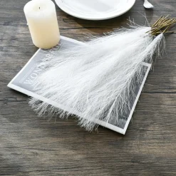 MCBOSON - Plumes de roseau simulées pour blanc crème 100 pièces