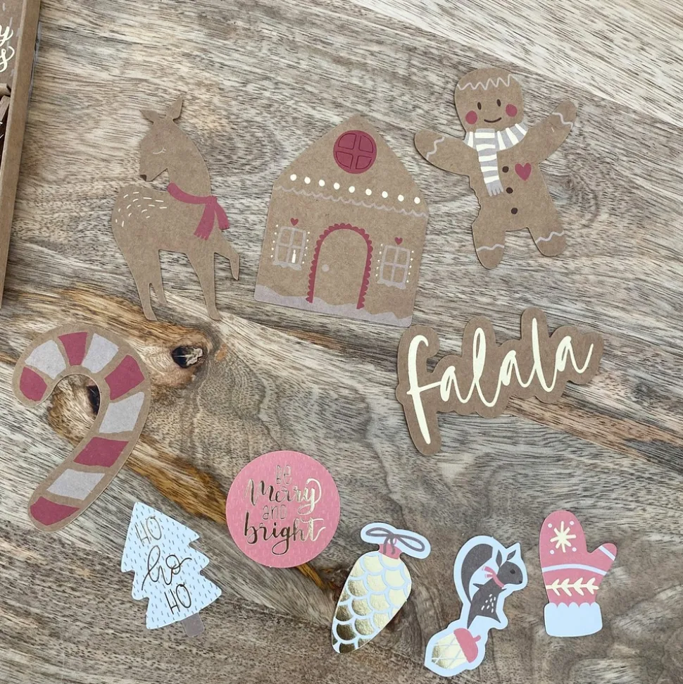 MES COURSES EN VRAC - Kit d'emballage cadeaux (étiquettes, stickers, décorations, cordelettes) de no ël