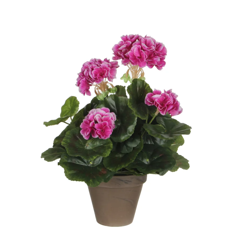 MICA - Géranium artificiel violet (H32cm), en pot Ø 11,5 cm