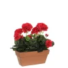 MICA - Plante artificielle : Jardinière géranium rouge 29x13x40 cm