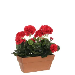 MICA - Plante artificielle : Jardinière géranium rouge 29x13x40 cm